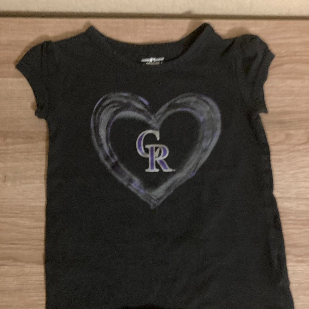 Colorado Rockies T Shirt 3T Short Sleeve Black MLB Genuine Merchandise Heart